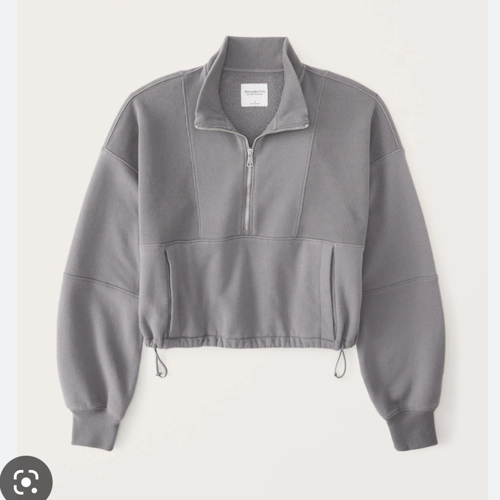 Abercrombie women’s clinched bungee mockneck half zip crop sweatshirt